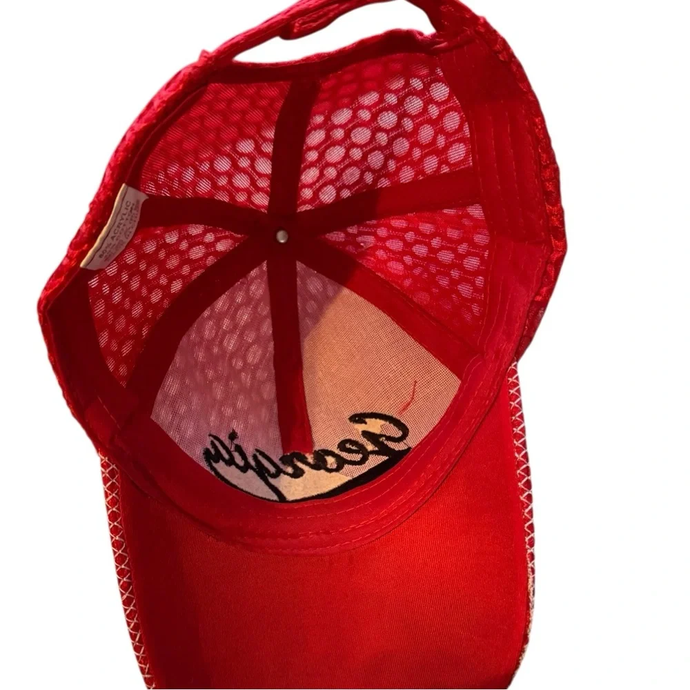 Georgia Red Mesh Baseball Cap with Black Script